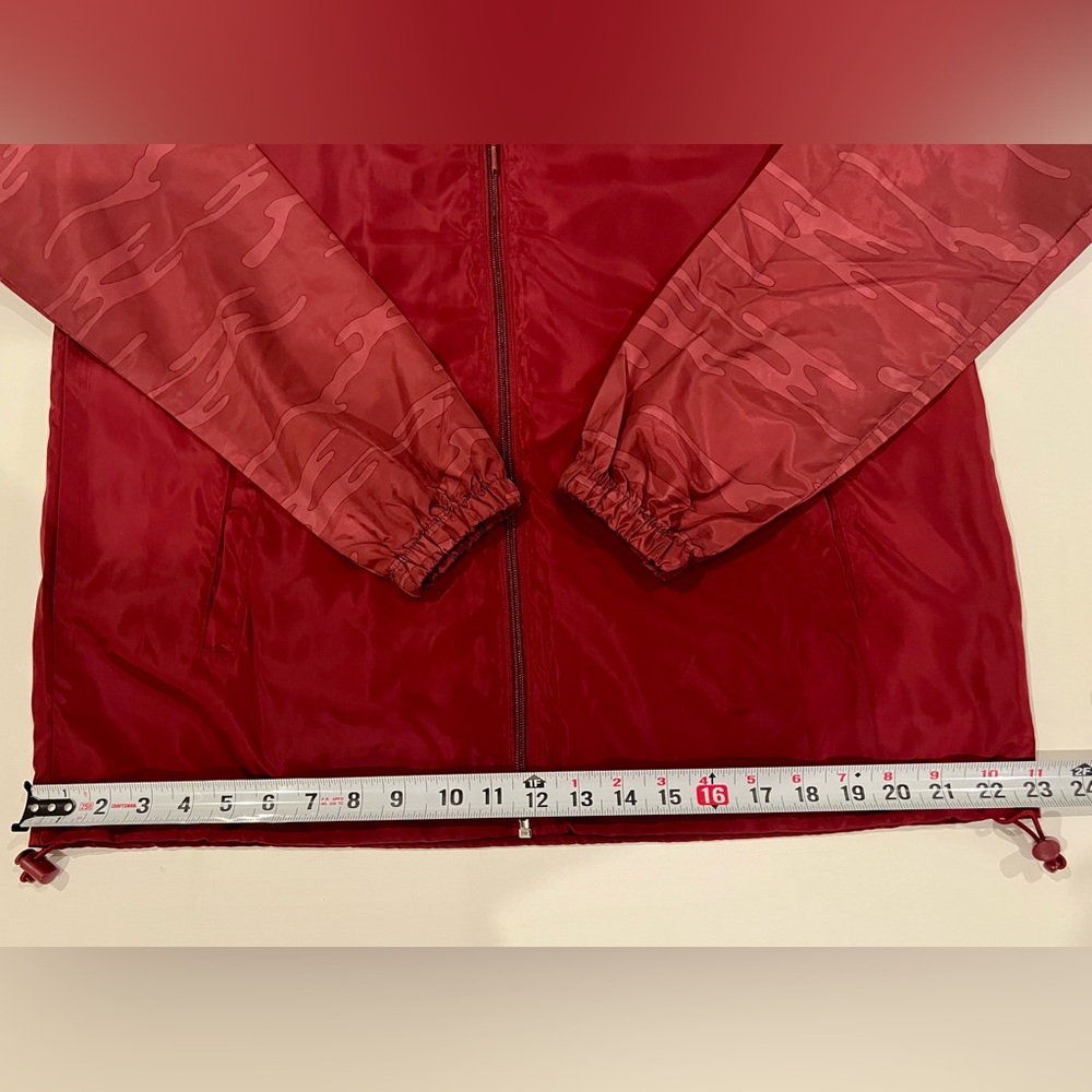 BEAUTIFUL GIANT LA Rain Coat Jacket Deep Red Camouflage Large Drawstring - Picture 5 of 11